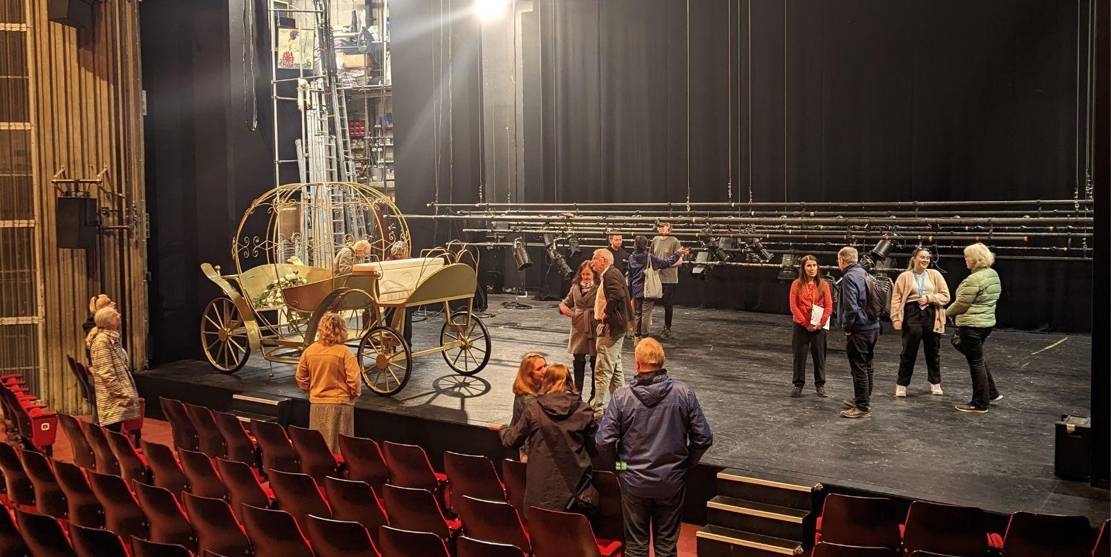 Audiences on stage for Heritage Open Day interaction with onstage set