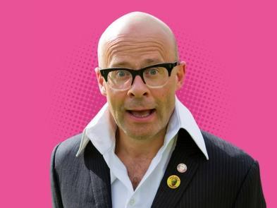 Picture of Harry Hill on a pink background